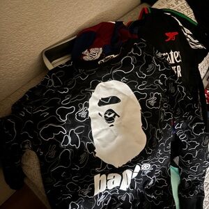 Bape Men’s Black and White Long Sleeve